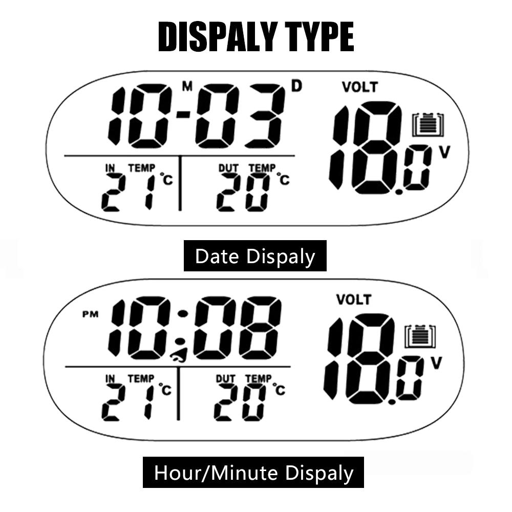 LCD Digital Noctilucous Clock Car Electronic 3 In 1 Car Voltmeter Thermometer 12V/24V Freeze Alert Backlight