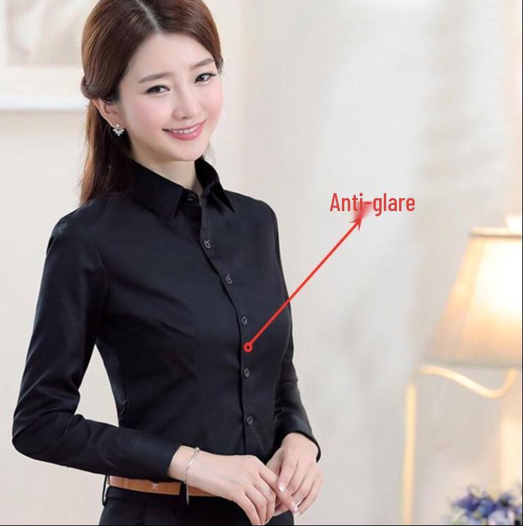 Женская блузка с длинным рукавом в корейском стиле - Повседневная, Большого размера, Рубашка с защитой от просвечивания