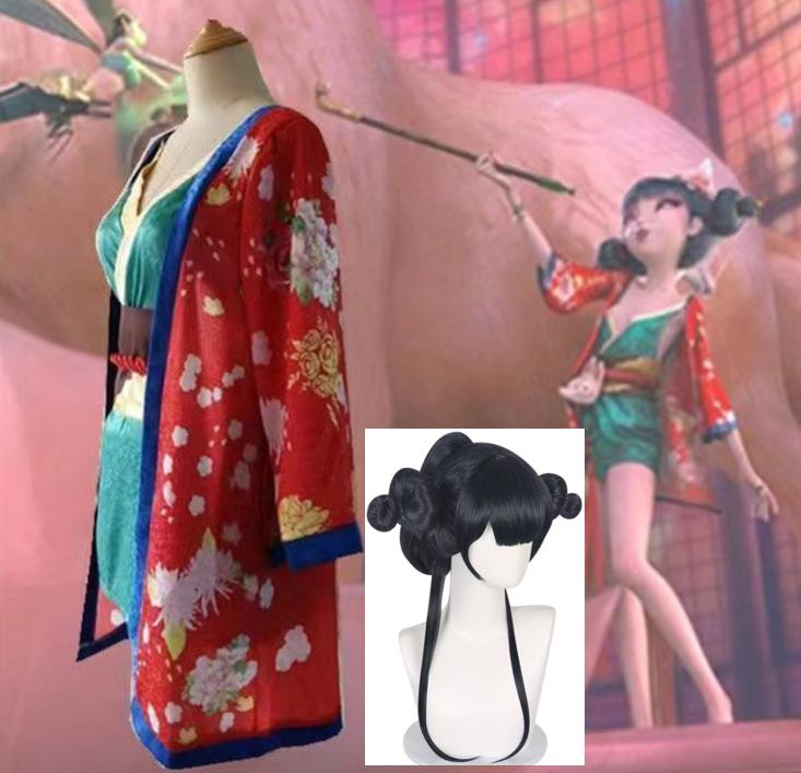 Китайский мультфильм Белая змея Девушка Лиса Демон Косплей Костюм Женщины Ханьфу Маска для вечеринки Короткое платье Кимоно Халаты Цветочный кардиган