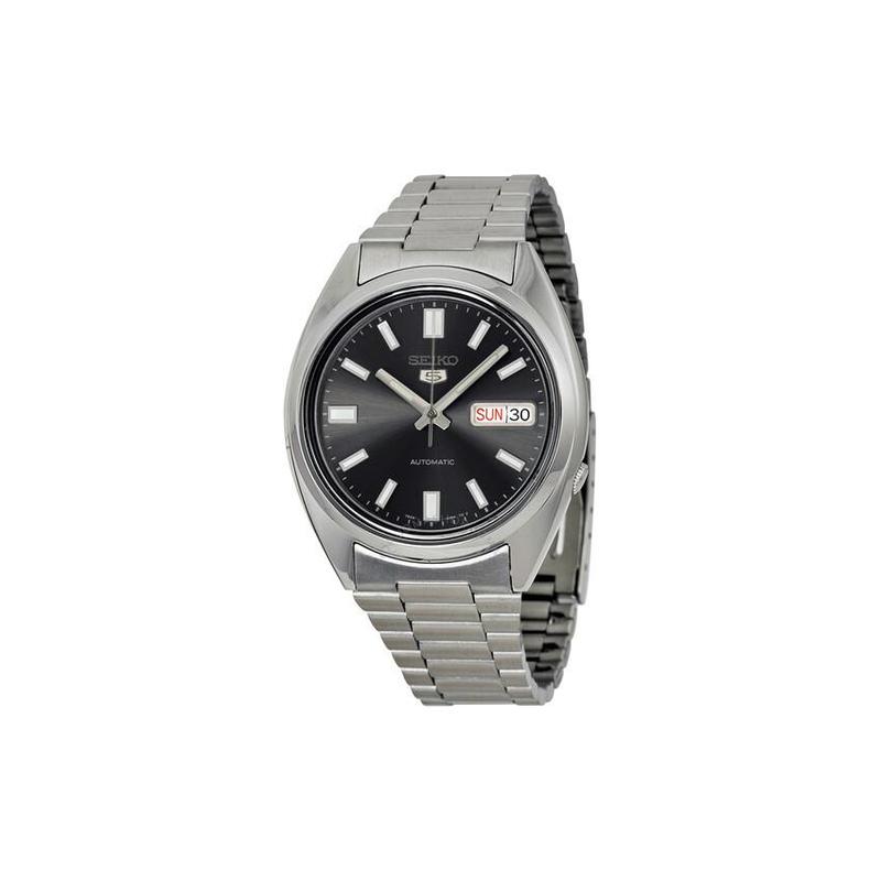 Seiko Мужские часы с автоматическим механизмом, стальной ремешок, водозащита 30 метров, черный циферблат SNXS79K1