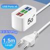 Universal Power Strip Electric Socket 6 USB Ports Multifunction Extension Cable Table Socket EU US Plug Phone Charger Adapter