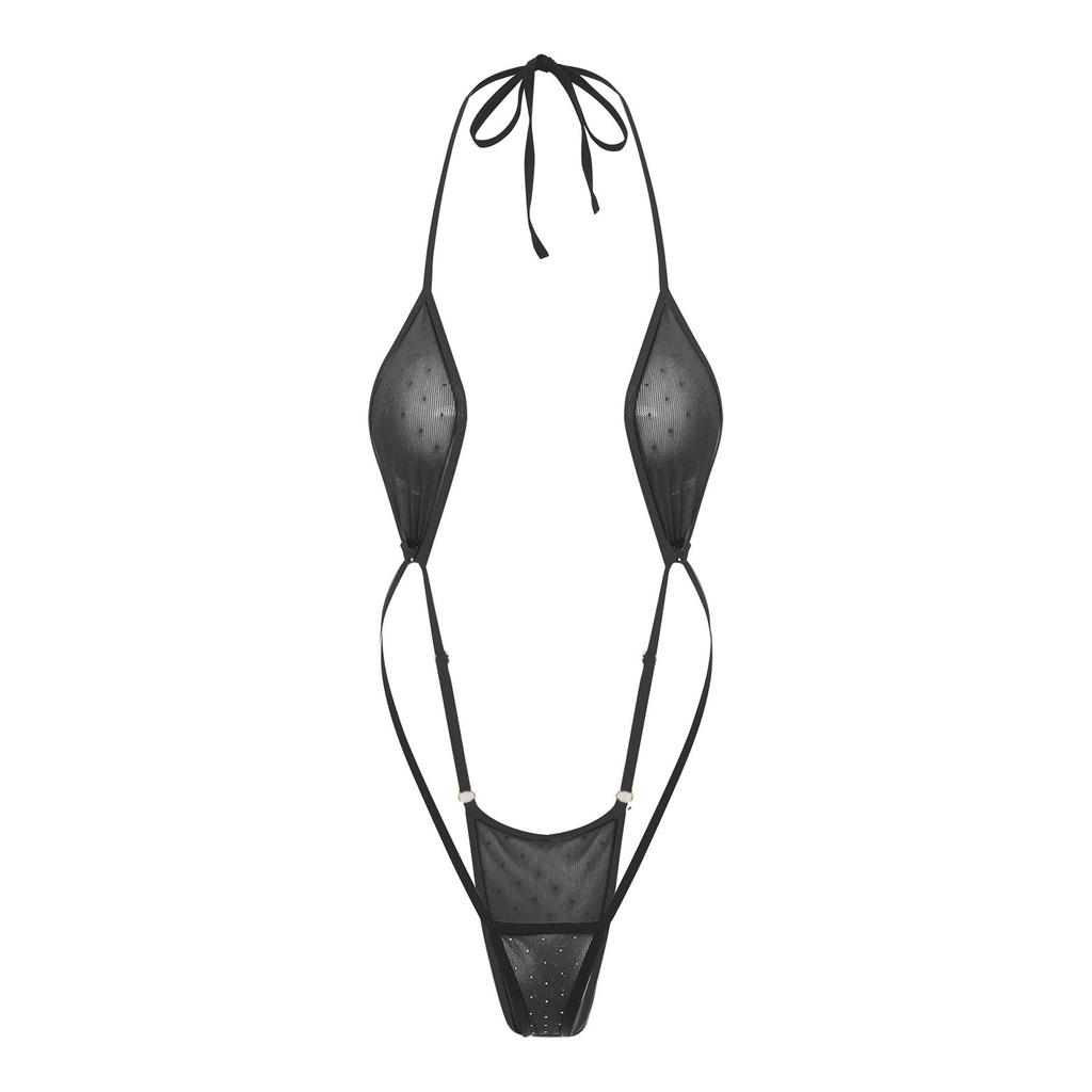 Womens Micro Bikini Halter Bodysuit T-back Monokini Swimwear Nightwear