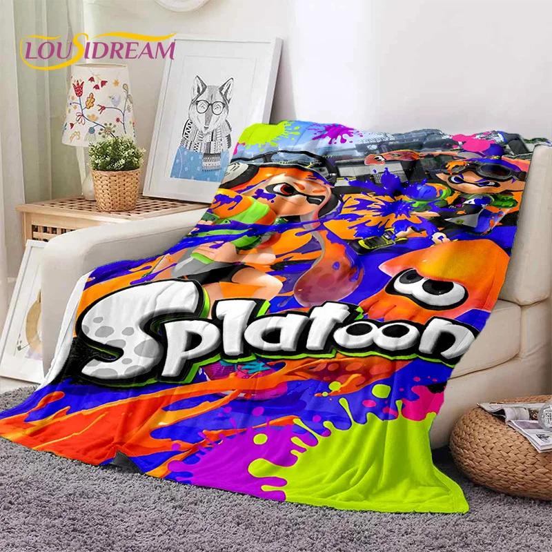 Splatoon3 PC Игрок Мультяшная Игра Мягкие Одеяла, Теплое Плед-Покрывало Уютное Одеяло для Пикника Кроватей Дивана Дома Спальни Подарок