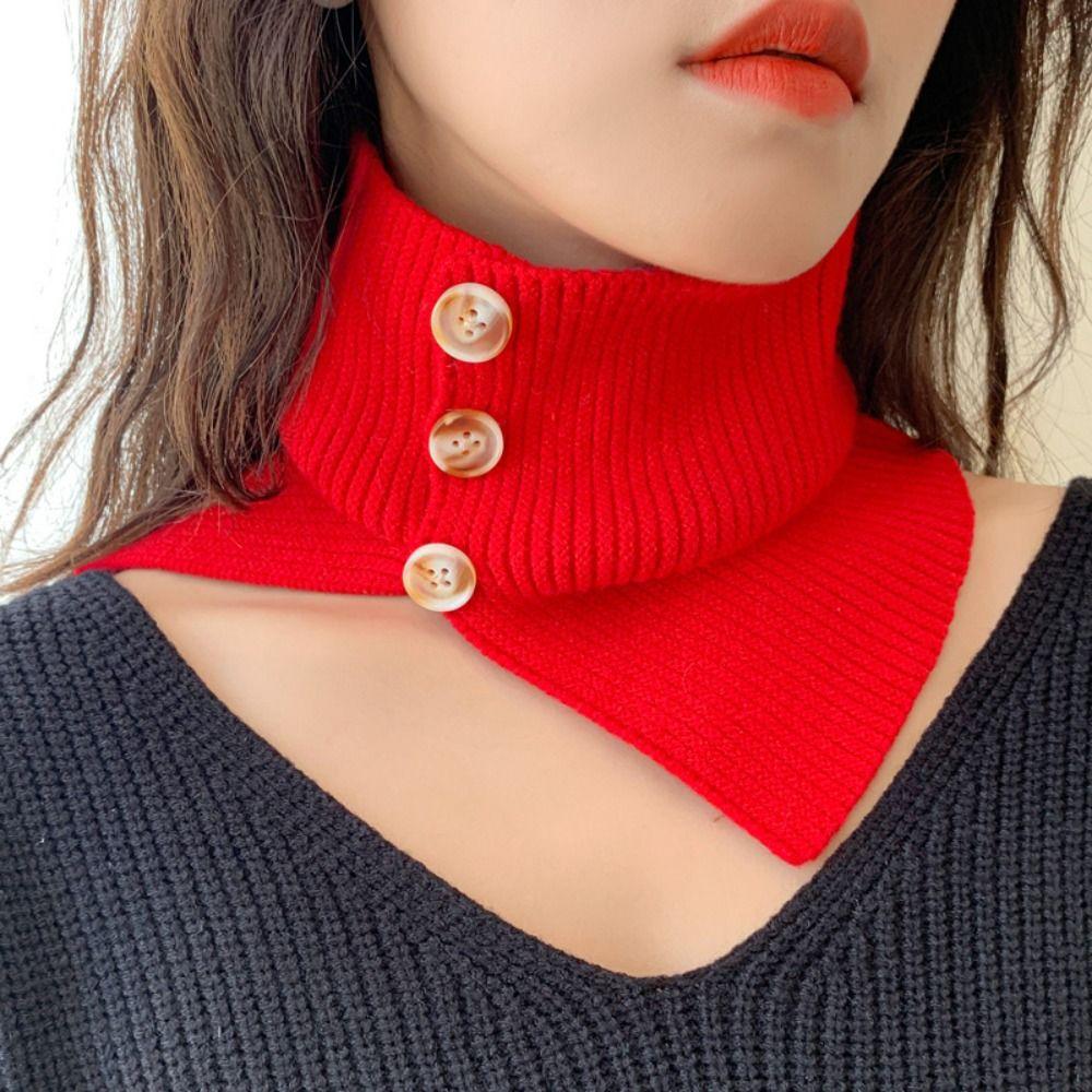 Накидки Водолазка Ложный воротник Однотонный шерстяной шарф Простой вязаный нагрудник Зима