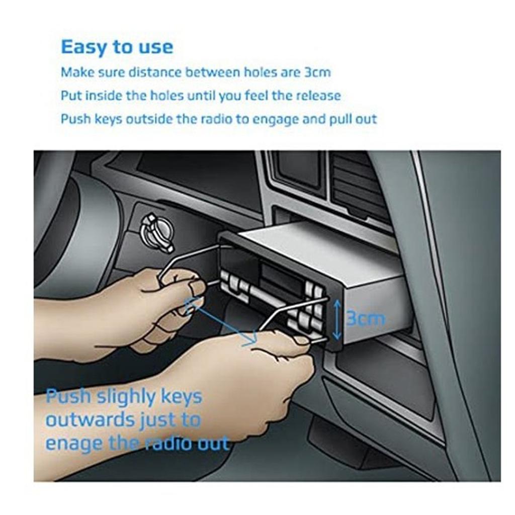 Car Radio Removal Tool Key DIN Release Keys Set Fit for Most Models Head Unit CD Media Player Pins Radio Repair