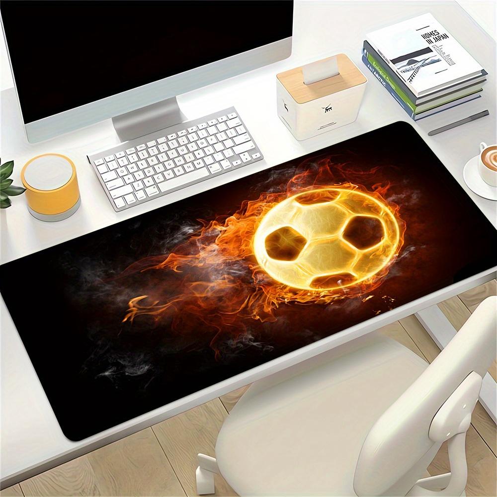 1pc Large Gaming Mouse Pad, UV Reactive Non-Slip Desk Mat, Washable PolyesterFire, Soccer, FlameComputer Pad with Vibrant Game Machine Print