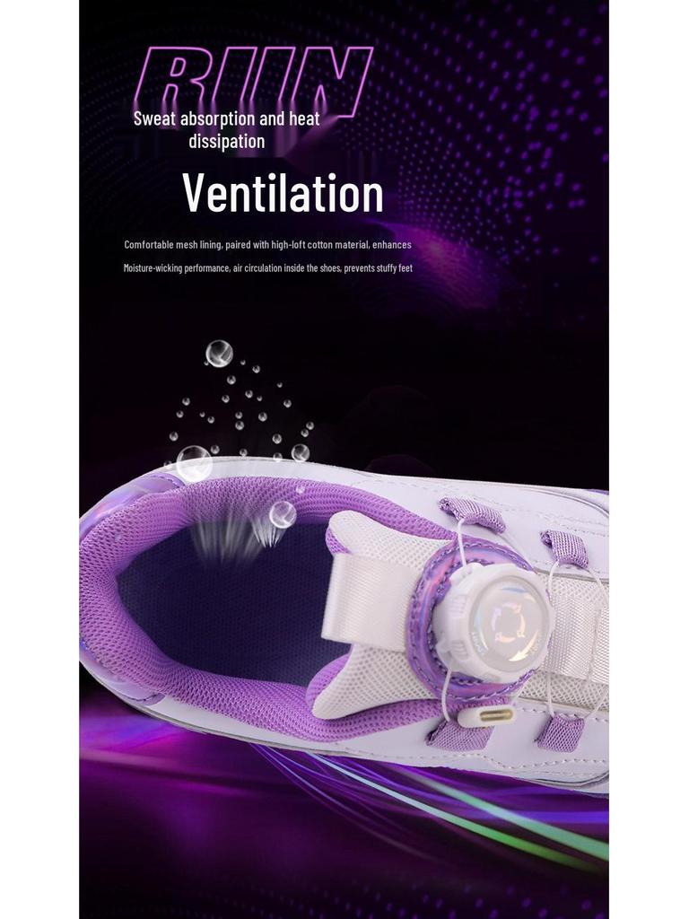 Перезаряжаемые светодиодные роликовые коньки для детей с четырьмя колесами