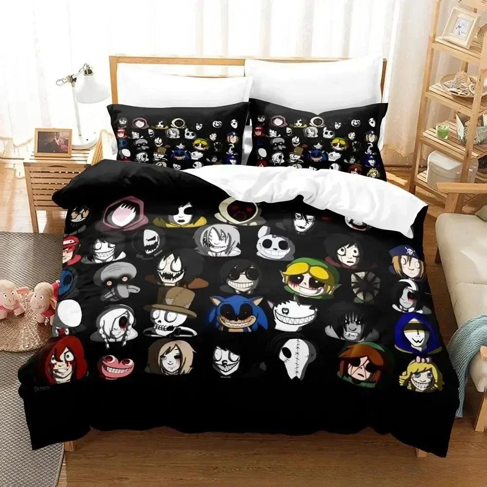 Jeff and Jane Creepypasta Bedding Set Single Twin Full Queen King Size Bed Set Adult Kid Bedroom Duvet Cover Sets 3D Print