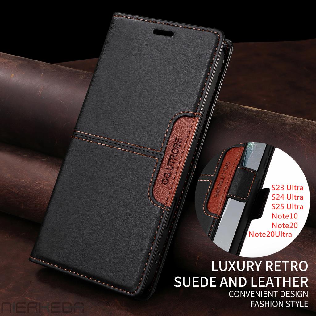 Flip Leather Case for Samsung Galaxy S25 S24 S23 FE S22 S21 S20 Plus Note20 Ultra A17 A16 A36 A56 A26 Card Wallet Phone Cover