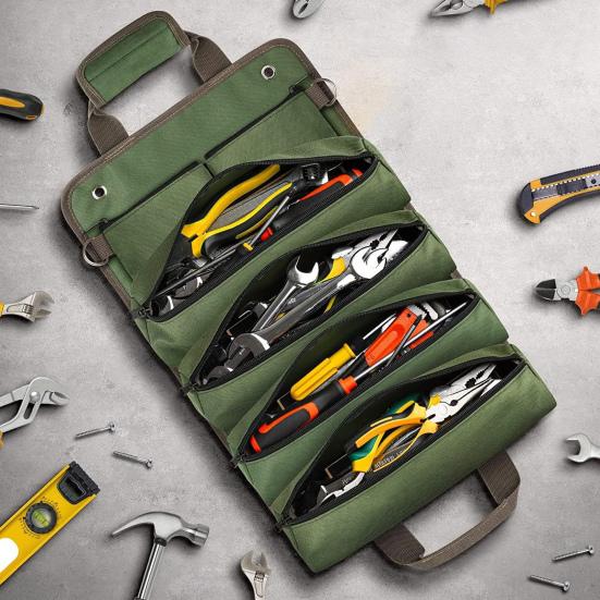 Свернутая сумка для инструментов с ручкой, водонепроницаемая, износостойкая, портативная, сверхпрочная, органайзер для инструментов, сумка для хранения