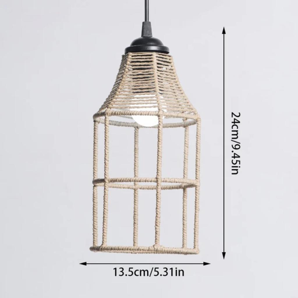 New Exquisite Handwoven Paper Rattan Pendant Lamp Shade - Beautifully Crafted Handmade Wicker Lampshade for Chandelier, Pendant