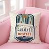 Cushion Cover Sardines in A Tin with Striped Short Plush Soft DoubleSided Printing Pillow Case Cozy Sofa Bedroom Home Decor