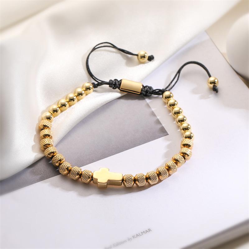 Luxury Stainless Steel Cross Charms Man Bracelet For Women Titanium Steel Beaded Jewelry Gift