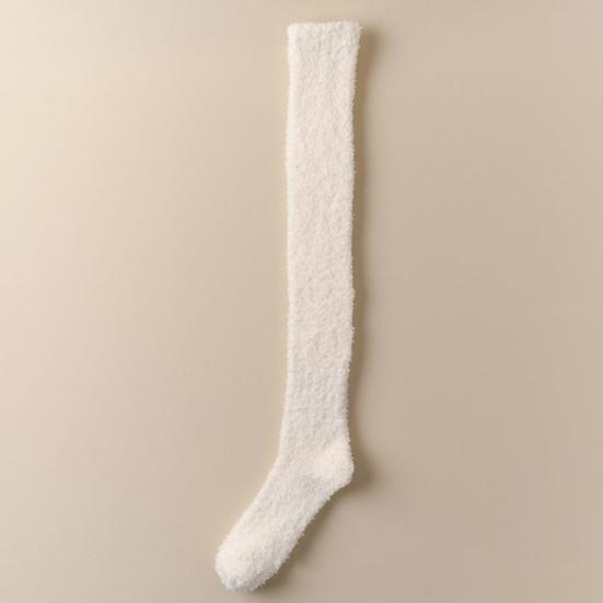 1 пара женских зимних носков, плюшевые гольфы выше колена, нескользящие, коралловый флис, однотонные, теплые, утолщенные, чулки, теплые носки для разных случаев