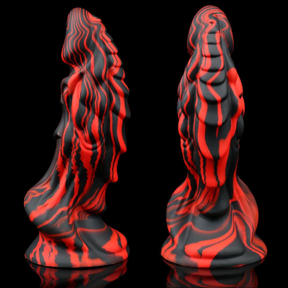 Liquid Silicone Irregular Penis Striped Mixed Color Divine Beast Penis Adult Sexual Product Anal Plug Masturbator