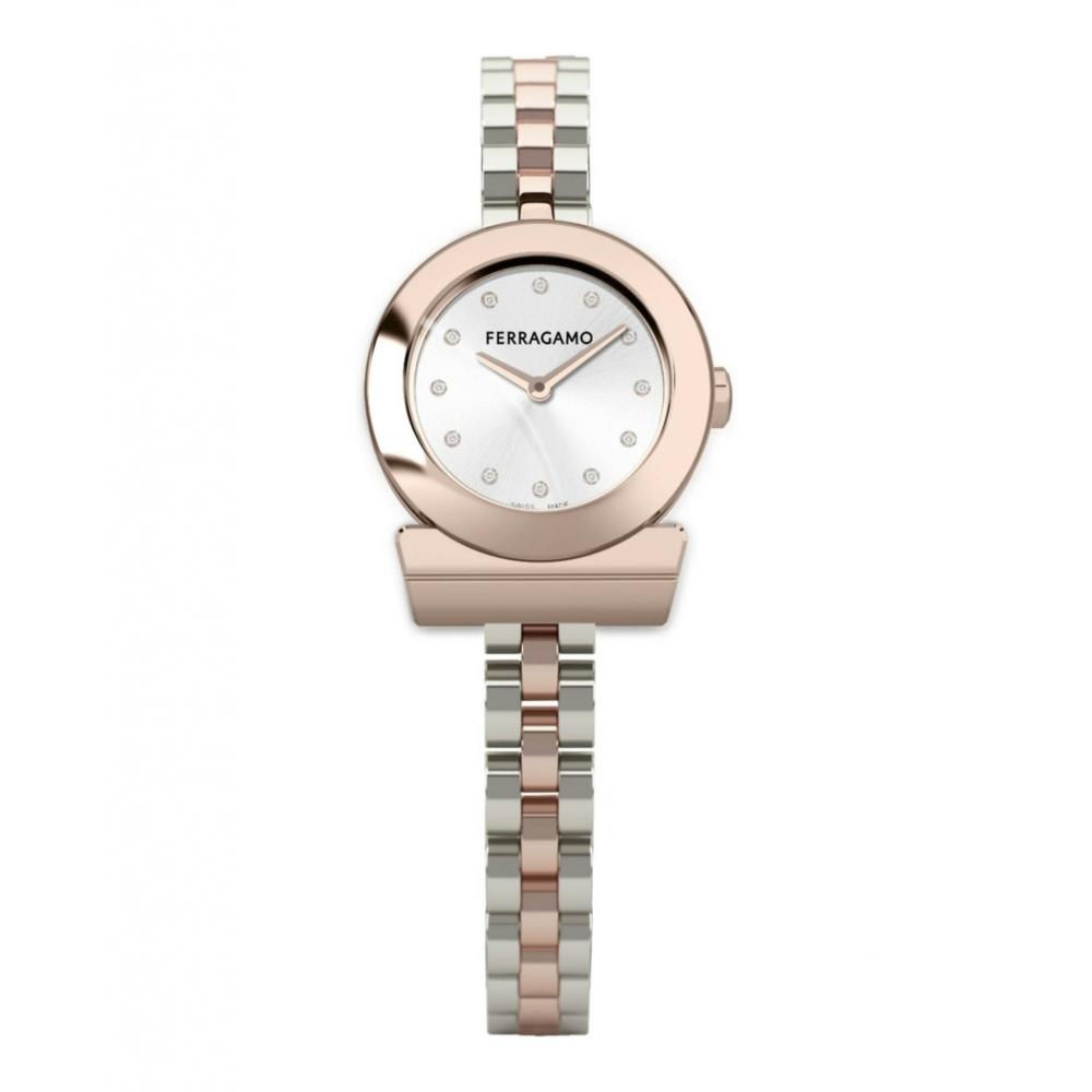 Salvatore Ferragamo Gancini Bracelet Watch Two Tone Two Tone Silver