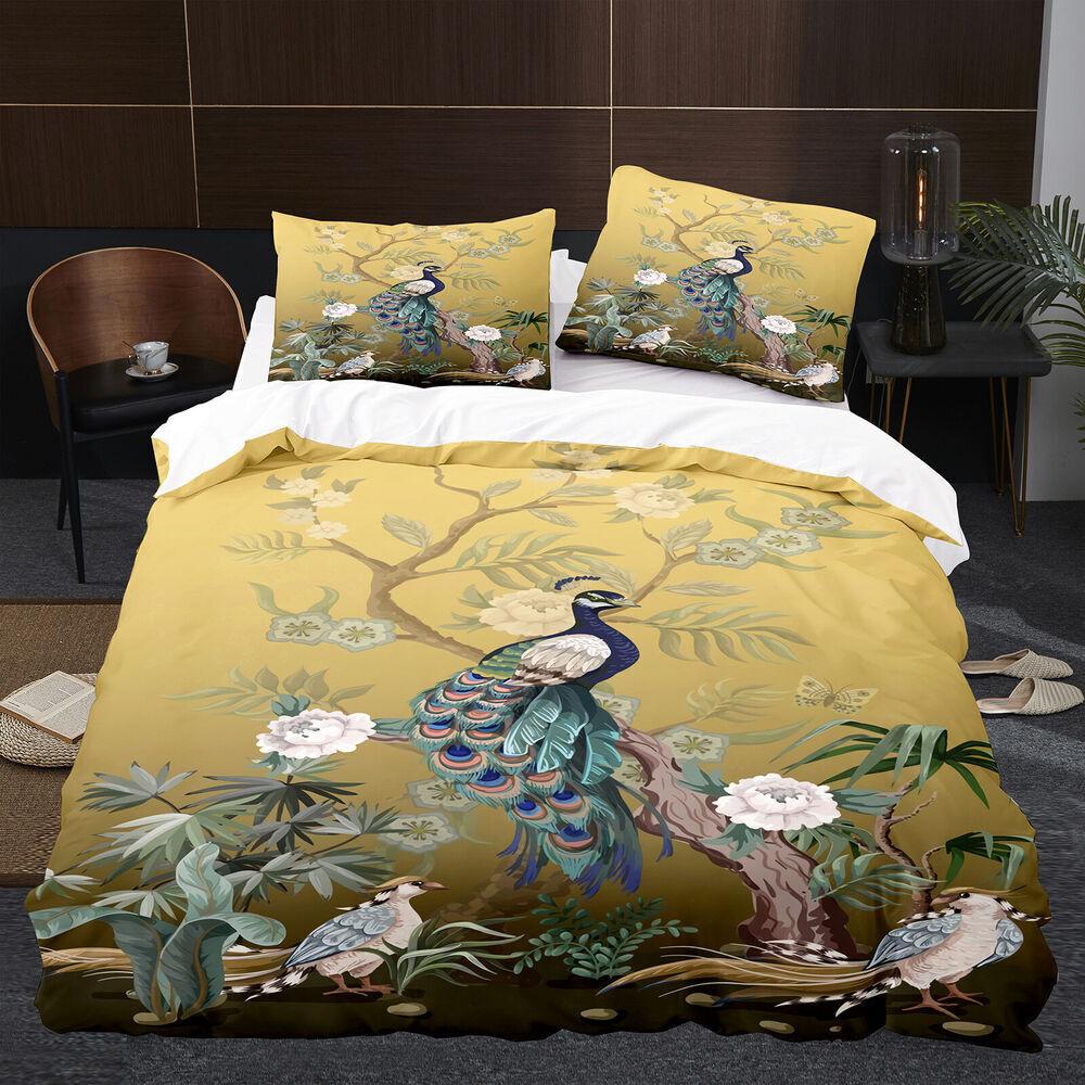 Красивый синий павлин, двуспальный комплект постельного белья Doona, одеяло, пододеяльник, наволочка