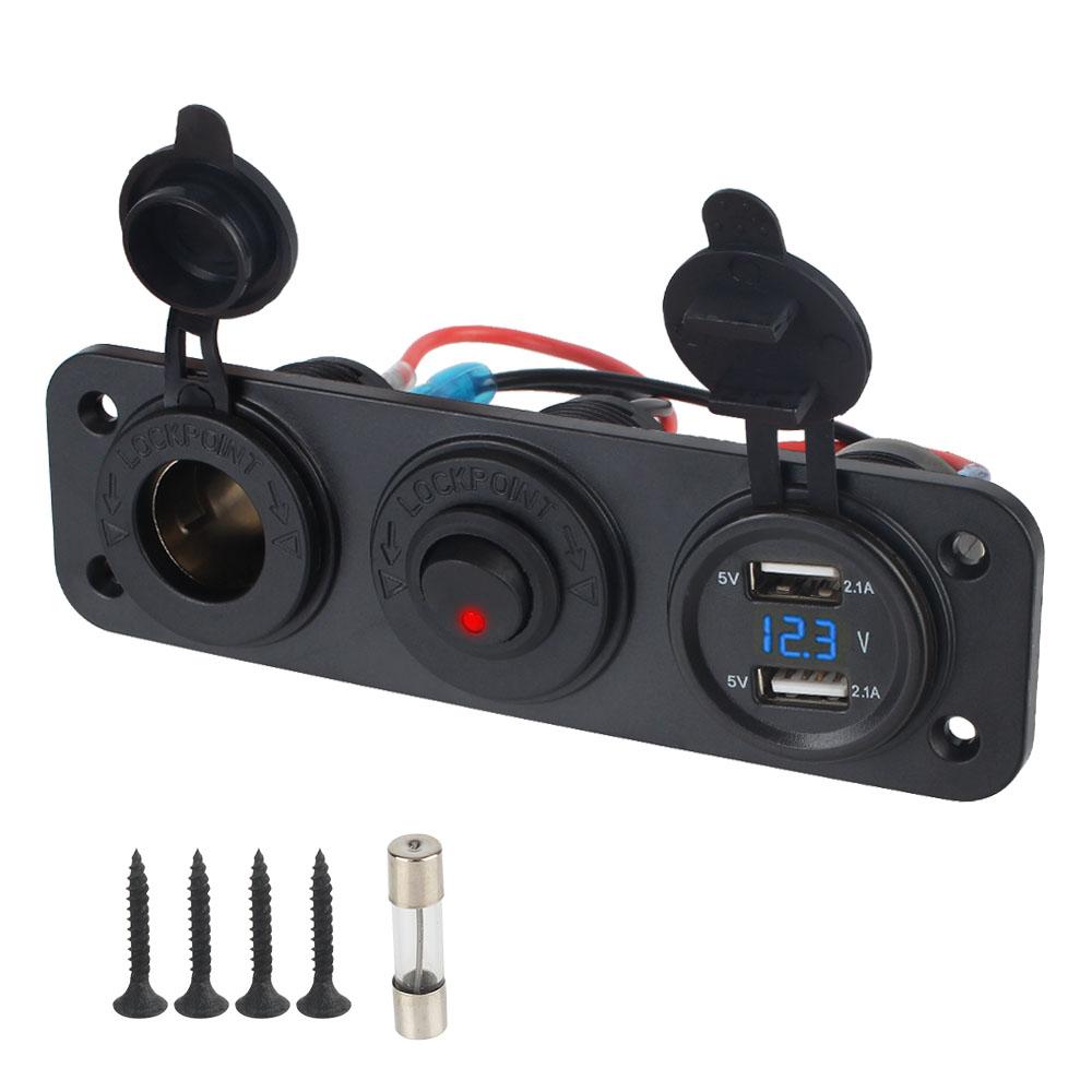 USB-разъем для зарядки со светодиодным вольтметром, разветвитель 12 В, USB C QC3.0, автомобильный прикуриватель с тумблером, панель переключателя PD, разветвитель