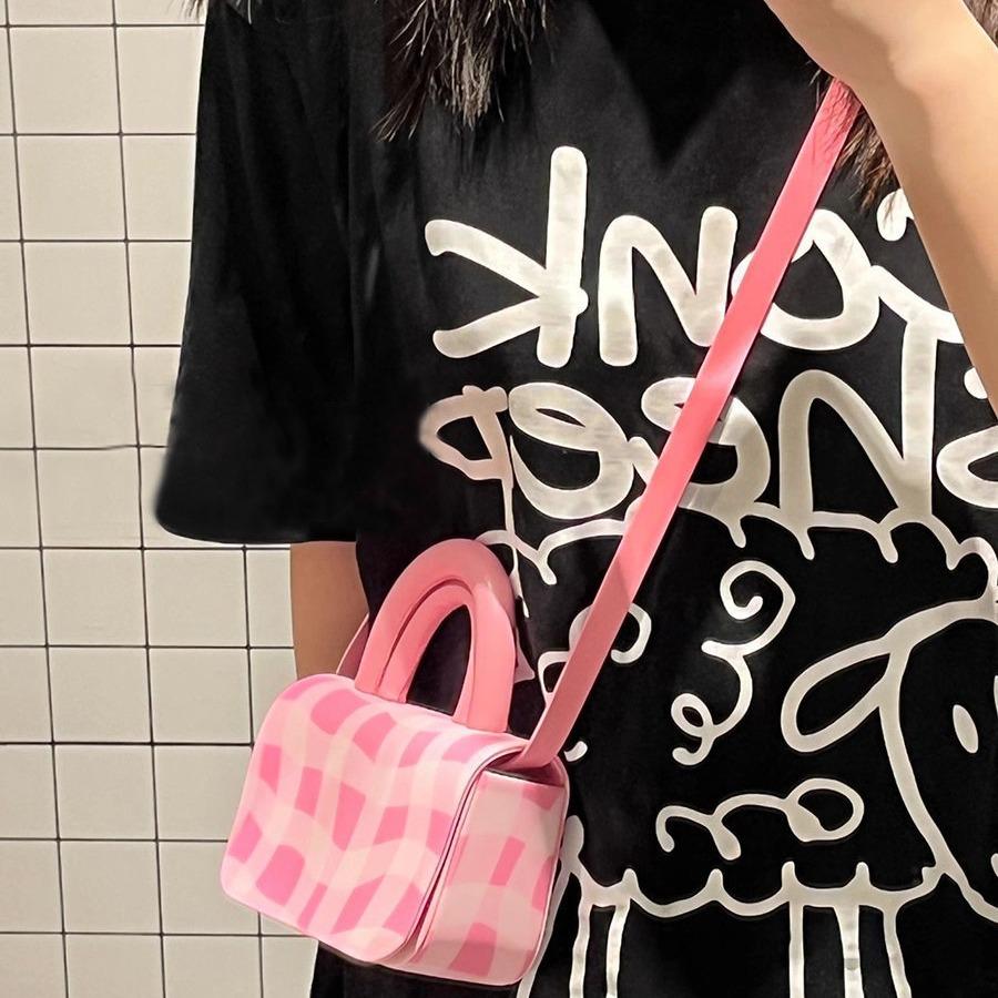 Женская розовая сумка Pottery, модная и универсальная портативная небольшая квадратная сумка, маленькая сумка через плечо, сумка для мобильного телефона на плечо.