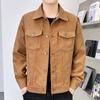 Весна Осень Мужские Вельветовые Куртки Модные Корейский Стиль Однотонные Отложной Воротник Повседневная Верхняя Одежда Пальто Мужские Куртки Карго