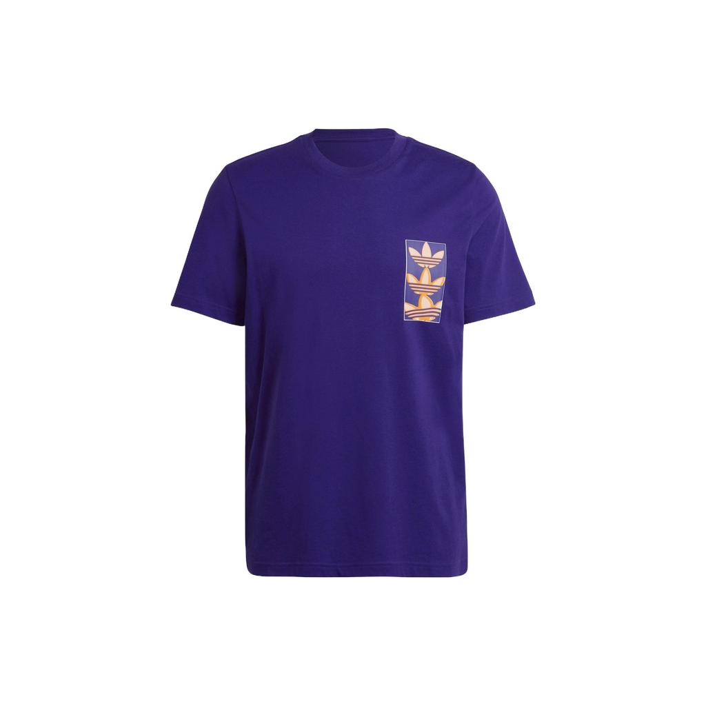 adidas Футболка Originals Multi Logo Print Casual с круглым вырезом, мужские топы College-Purple HE3055