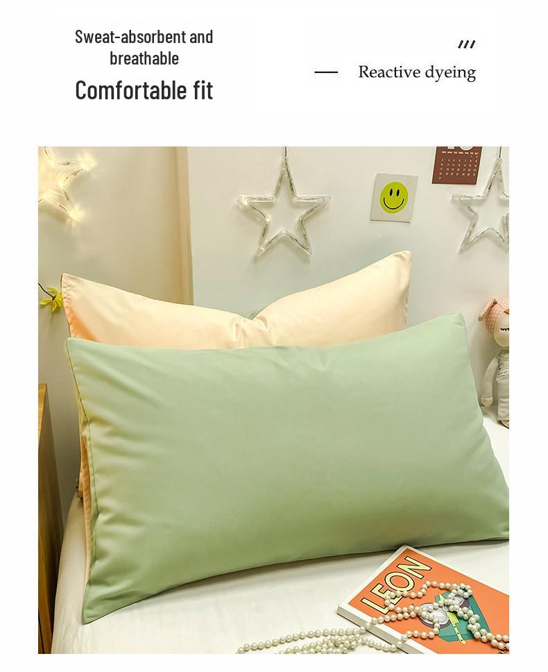 Набор из 2 наволочек из стираного хлопка 48x74 см, однотонные, с начесом