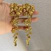 Преувеличенные серьги с золотым цветком, женские ретро-серьги среднего возраста, длинные серьги