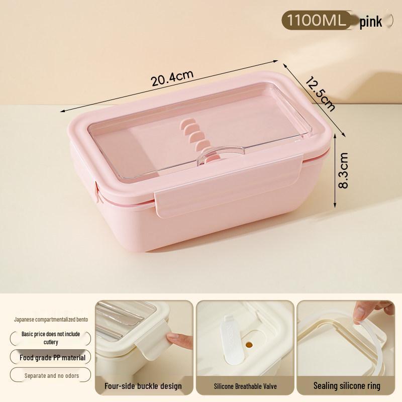 Microwaveable Japanese Bento Box for Office & Students - Fresh-Keeping, With Spoon & Chopsticks, Convenient Compartmented Lunch Box