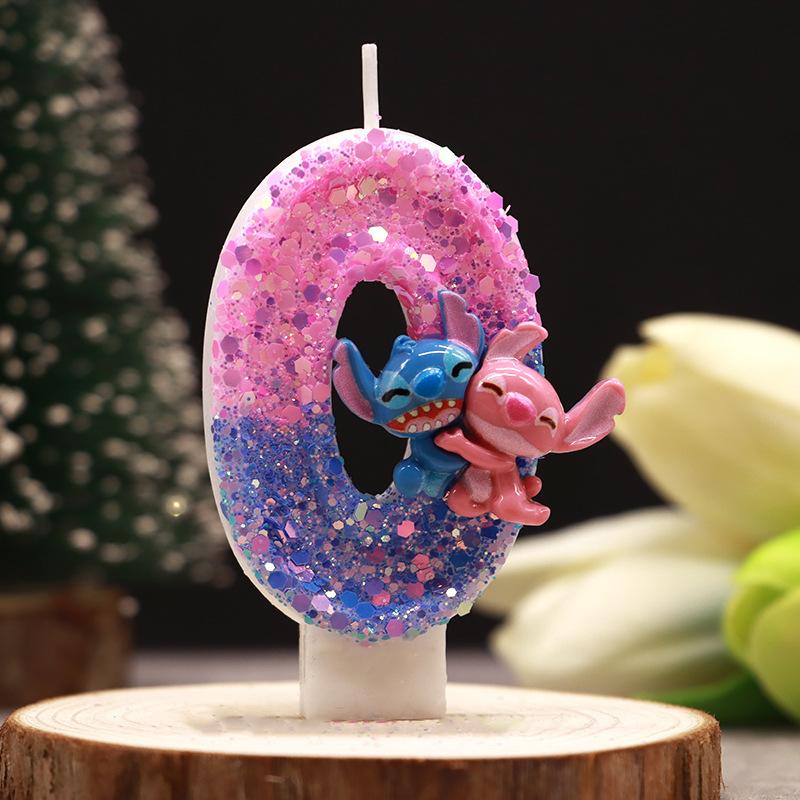 Stitch Fit Cartoon Two-Color Digital Candle Birthday Party Holiday Decoration Cute Cake Candle