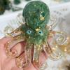 Faux Crystal Epoxy Octopus Ornament Healing Natural Stone Epoxy Octopus Statue Sea Animal Figurine Desktop Decoration