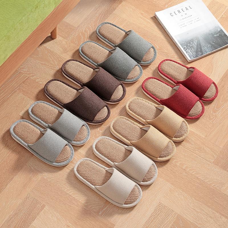 Новинка 2024 года для женщин и мужчин, льняные тапочки из хлопка и конопли, женские нескользящие дышащие тканевые тапочки на толстой подошве, весна-лето-осень
