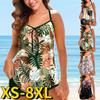 2024 Two-Piece Set Tankini Women Vintage Beachwear Swimwear Loose Size Bathing Suit New Summer Ladies Floral Print Swimwear