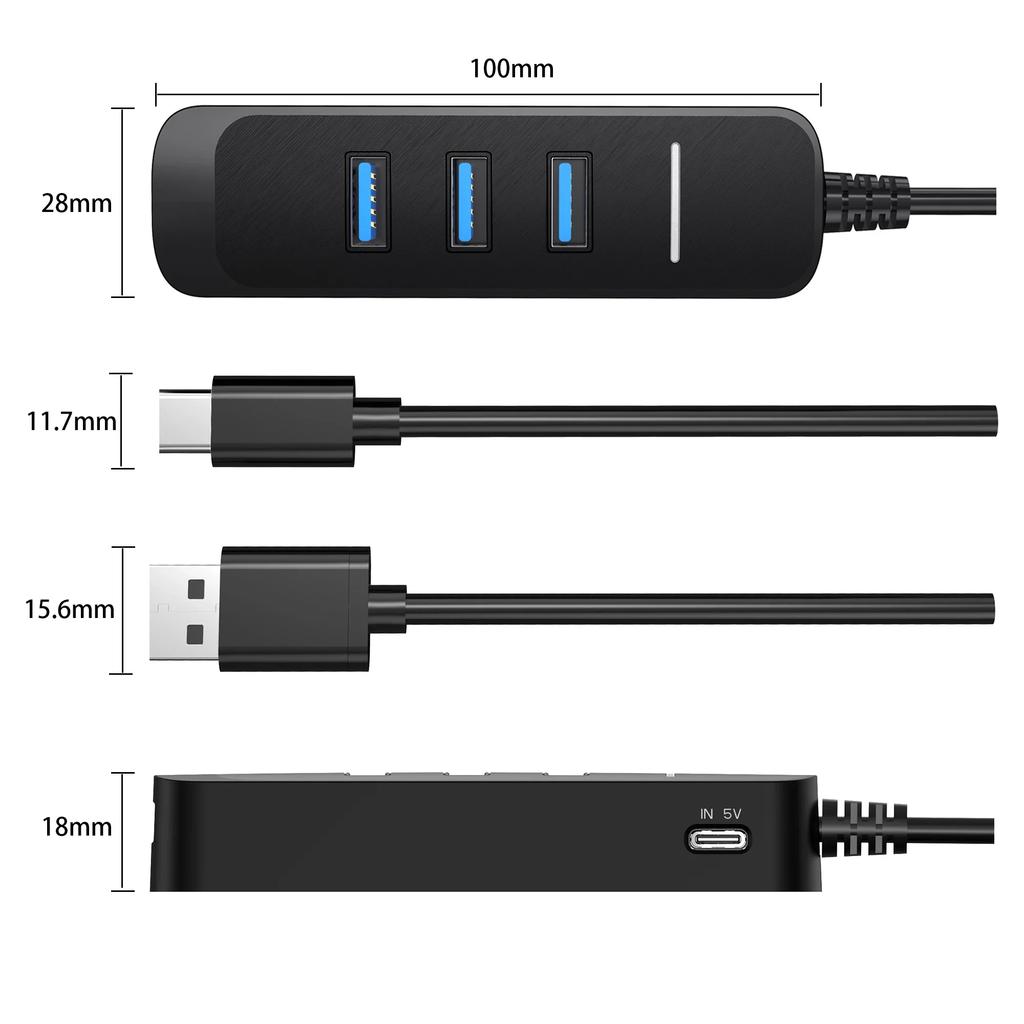 4 Ports USB 3.0 Hub With Power Adapter Multi USB Splitter Hub For Computer Accessories Multiple Expander USB2.0 Type C HUB