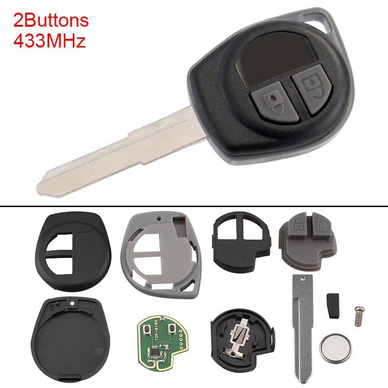 2 Buttons ABS + Metal Keyless Key Shell Car Remote Key Fob with ID46 Chip With Battery