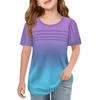 Children Fold T-shirts Short-sleeved Summer Round Collar Gradient Leisure Coat T-shirt