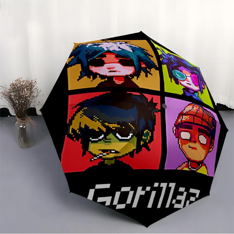 1 шт. Зонт Gorillaz с автоматическим открытием/закрытием, 8-реберный прочный каркас, компактный дорожный зонт для мужчин и женщин S1222030