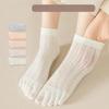 Five Finger Socks Summer Thin Cut Hollow Mesh Toe Socks Breathable and Sweat Absorbing Women's Short Tube Cotton Socks Spring and Autumn