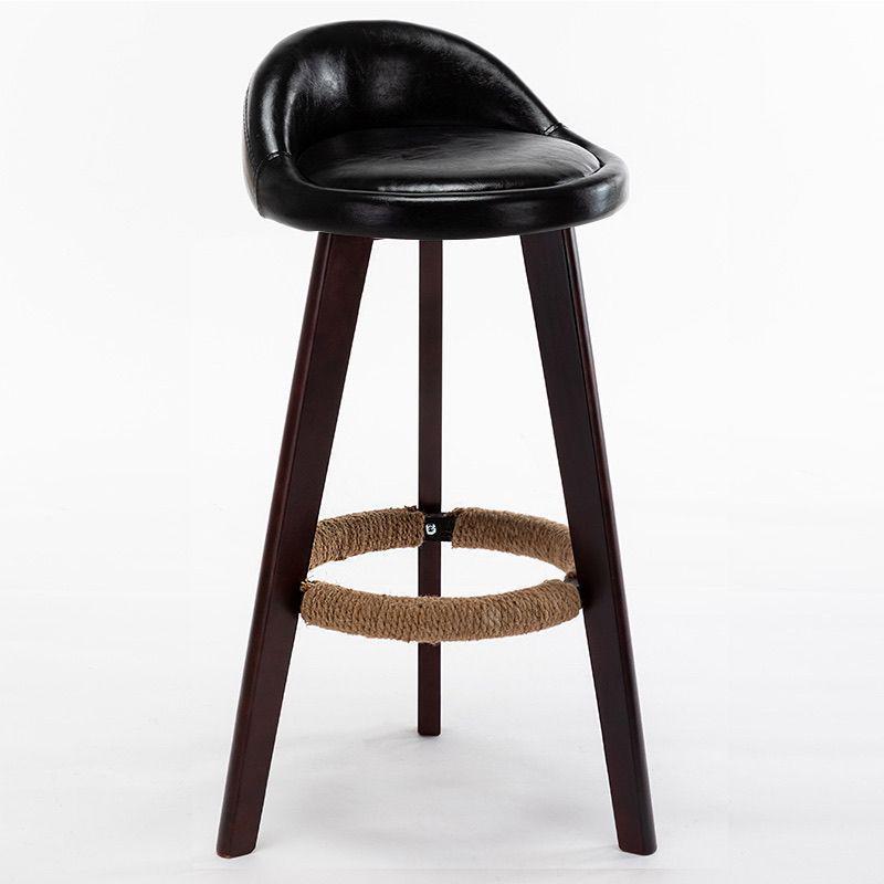 Скандинавский минималистичный барный стул из массива дерева со спинкой для дома или кафе