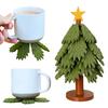 Christmas Tree Trivet Set 3D Printing Christmas Tree Coasters Green Xmas Trees Trivet with Star Stirring Stick for Hot Dishes Pot Bowl Teapot