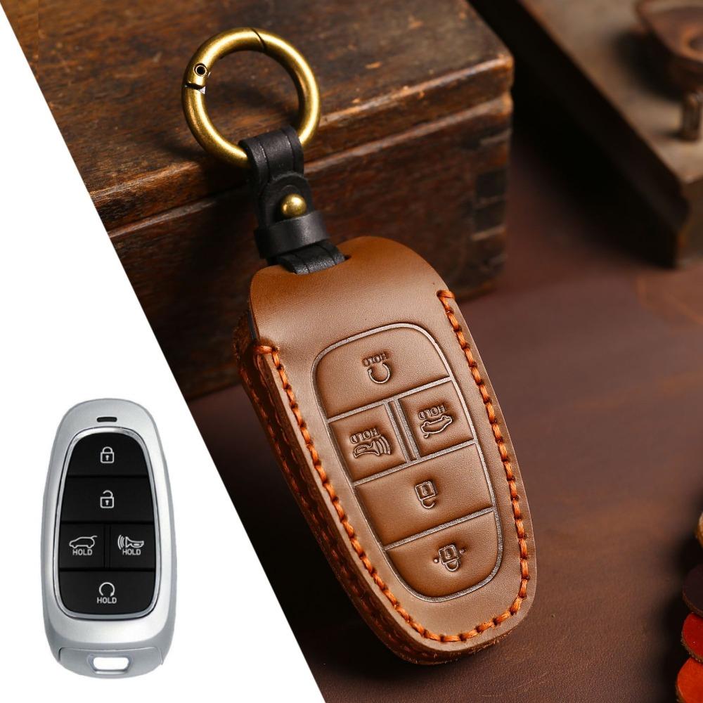 Genuine Leather Key Case for Hyundai STARIA SONATA Car Keys Premium Protection Cover with Clip