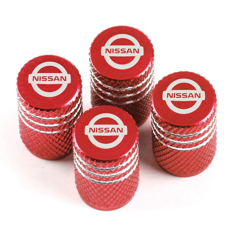 4Pcs/Set Tire Valve Caps, Premium Metal Rubber Seal Tire Valve Stem Cap fit for Nissan X-trail Qashqai Note Juke Sentra Patrol