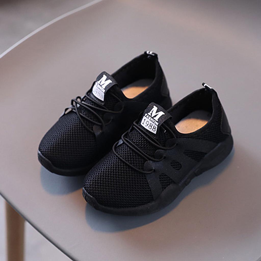 Детская повседневная обувь из дышащей сетки для бега для маленьких мальчиков и девочек с буквенным принтом