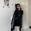 [Б/У] Футболка с длинным рукавом, танцы, скейтборд, уличная одежда, Ульззанг, черный, белый, оранжевый, корейский