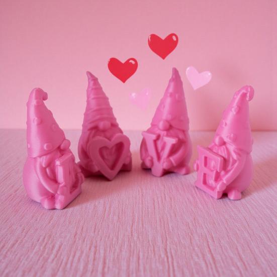 4 шт. фигурка гнома на День святого Валентина, напечатанная на 3D-принтере, настольная скульптура гнома любви, розовый центральный элемент стола для столовой, товары для домашней вечеринки
