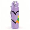 1PC Autism Puzzle Heart 750ml Color Plastic Sports Water Bottle Leakproof Flip Straw Lid Suitable for Sports Office Home Use