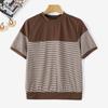Women Summer Round Neck Casual Short Sleeve Stripe T-Shirts