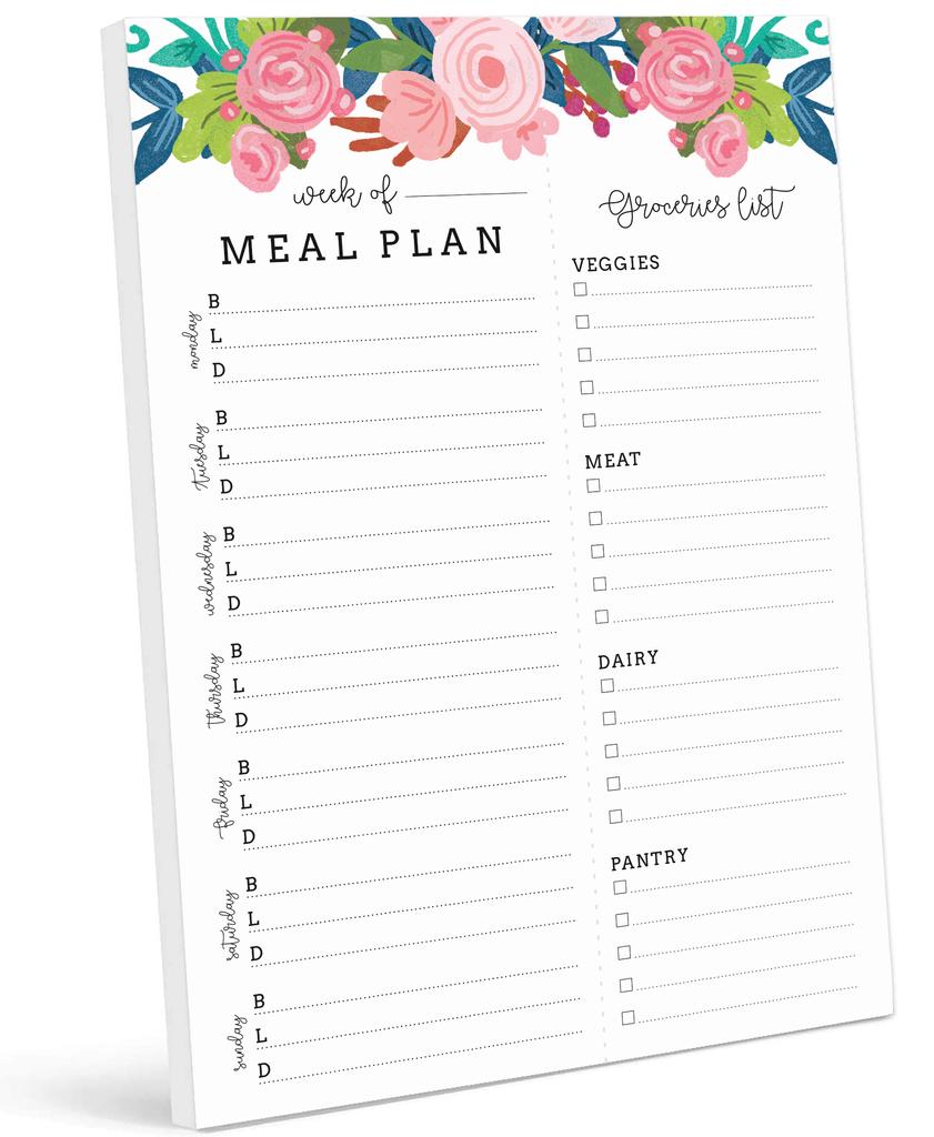 Inkdotpot Weekly Meal Planner Notepad 7"x10 , "Kitchen Menu" Magnetic Meal Planning Pad with Tear Off Grocery S-54 Sheets