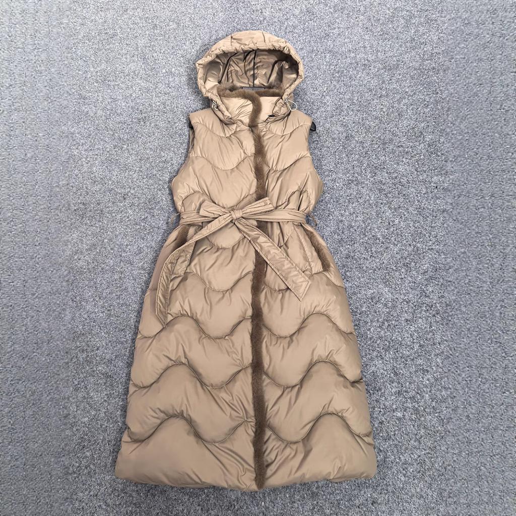 Down Cotton Vest Women's Long Over-the-knee Autumn and Winter New Korean Style Cotton Waistcoat Vest