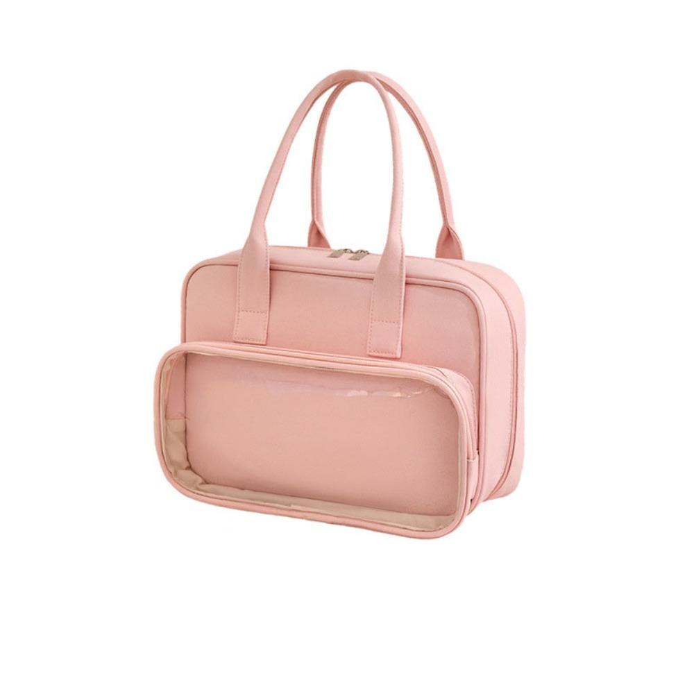 Solid Color Handheld Cosmetic Case Large Capacity Toiletry Bag Simple Makeup Bag Ladies