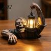 Decorative Resin Zombie Figures Halloween Creepy Zombie/Skeleton Lantern Statue, Horror Figurine Decor, Light Up Groundbreaker Decorations Holding